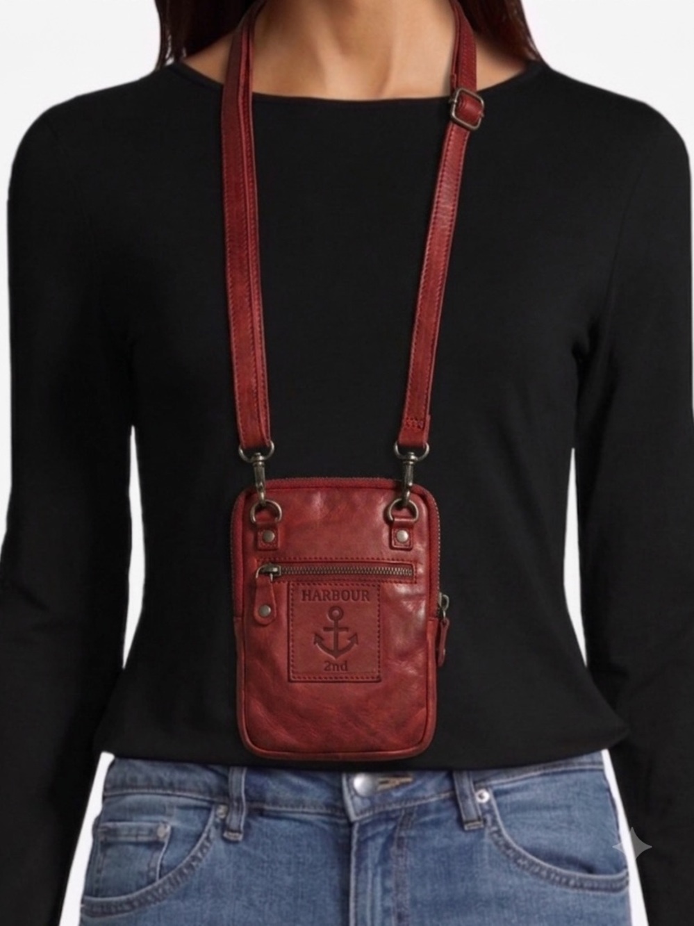 Harbour 2nd Benita Crossbody Bag Dark Red Leather Phone Case Purse